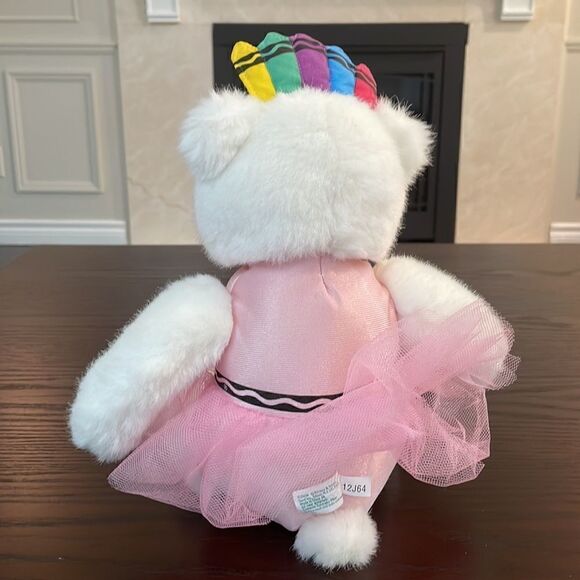 GUND and Crayola White Teddy Bear with Pink Ballerina costume and crayon crown - Picture 6 of 8